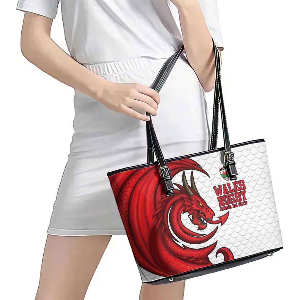 Wales Rugby Red Dragon Leather Tote Bag Cymru Am Byth - Wonder Print Shop