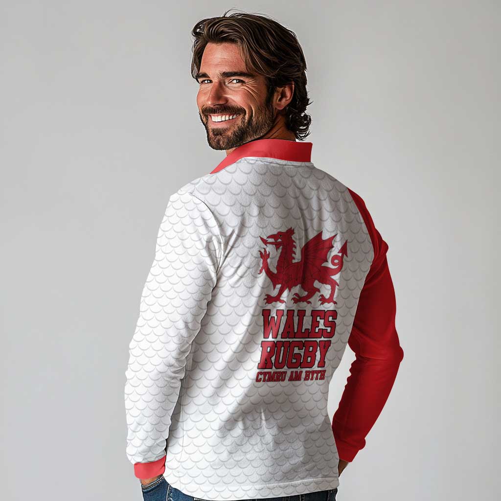 Wales Rugby Red Dragon Long Sleeve Polo Shirt Cymru Am Byth - Wonder Print Shop