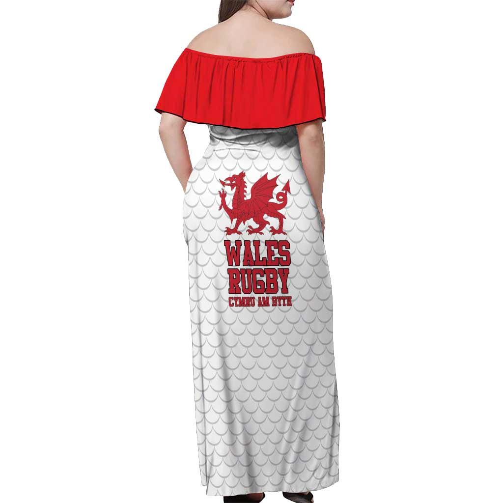 Wales Rugby Red Dragon Off Shoulder Maxi Dress Cymru Am Byth - Wonder Print Shop