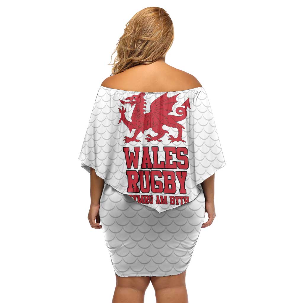 Wales Rugby Red Dragon Off Shoulder Short Dress Cymru Am Byth - Wonder Print Shop