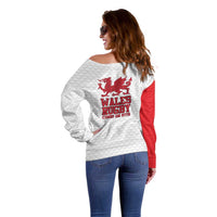 Wales Rugby Red Dragon Off Shoulder Sweater Cymru Am Byth - Wonder Print Shop