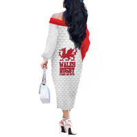 Wales Rugby Red Dragon Off The Shoulder Long Sleeve Dress Cymru Am Byth - Wonder Print Shop