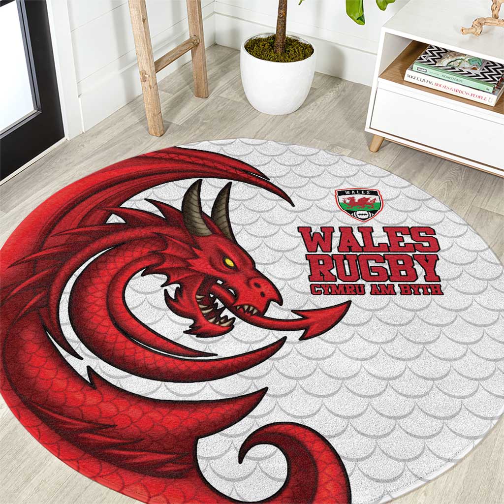 Wales Rugby Red Dragon Round Carpet Cymru Am Byth - Wonder Print Shop