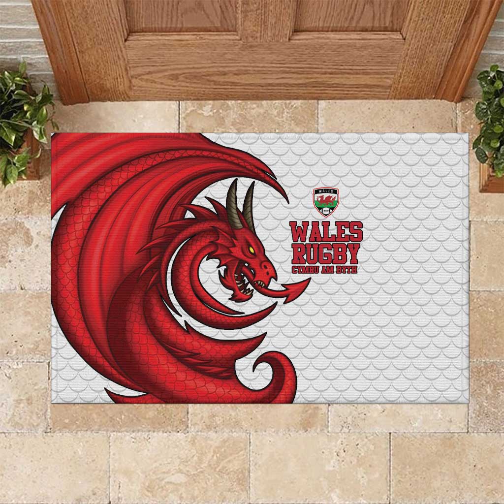 Wales Rugby Red Dragon Rubber Doormat Cymru Am Byth - Wonder Print Shop