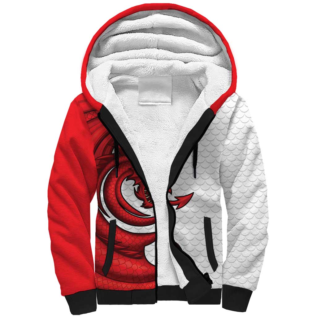 Wales Rugby Red Dragon Sherpa Hoodie Cymru Am Byth - Wonder Print Shop