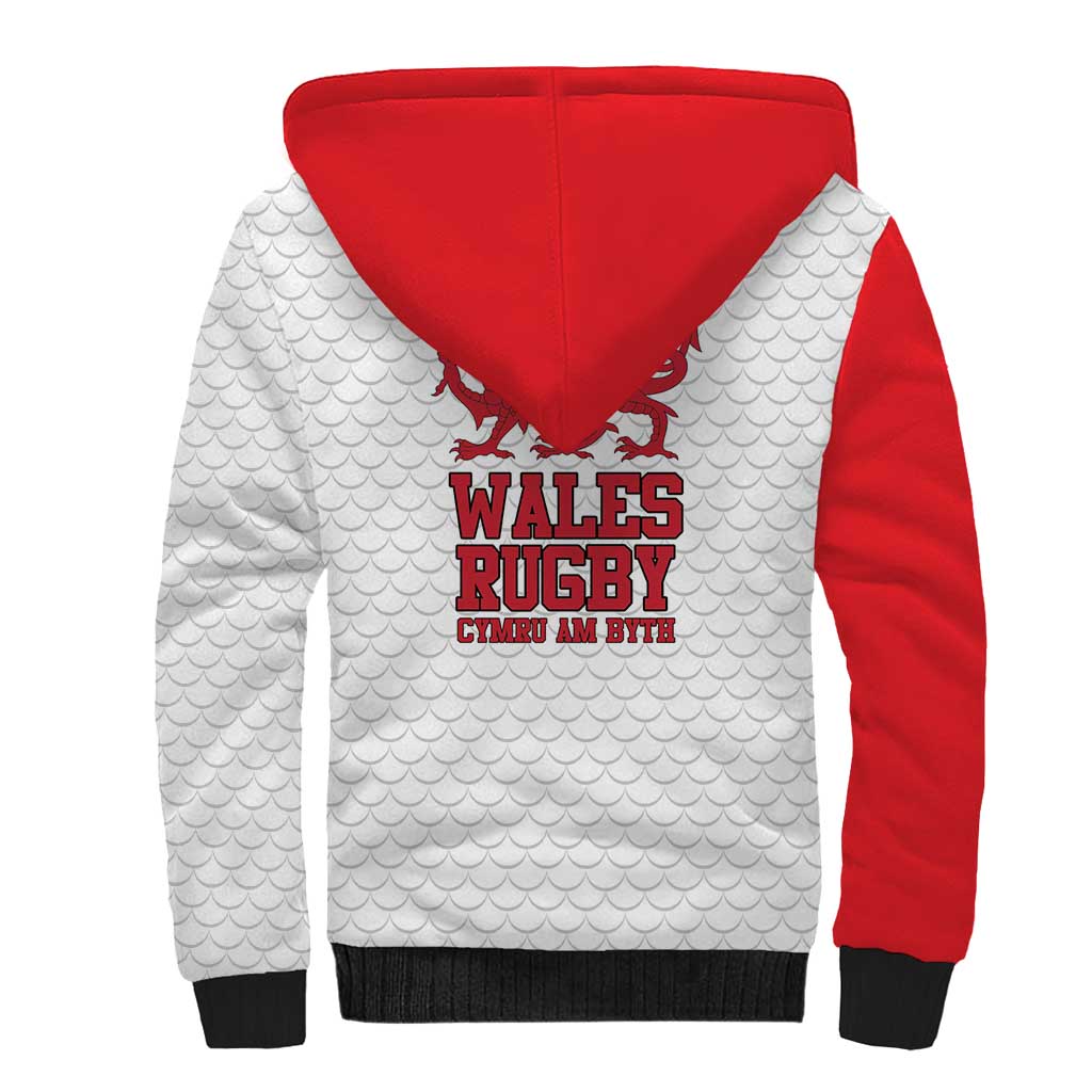 Wales Rugby Red Dragon Sherpa Hoodie Cymru Am Byth - Wonder Print Shop