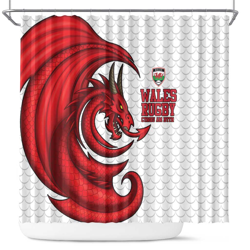 Wales Rugby Red Dragon Shower Curtain Cymru Am Byth - Wonder Print Shop