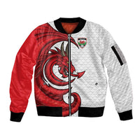 Wales Rugby Red Dragon Sleeve Zip Bomber Jacket Cymru Am Byth - Wonder Print Shop