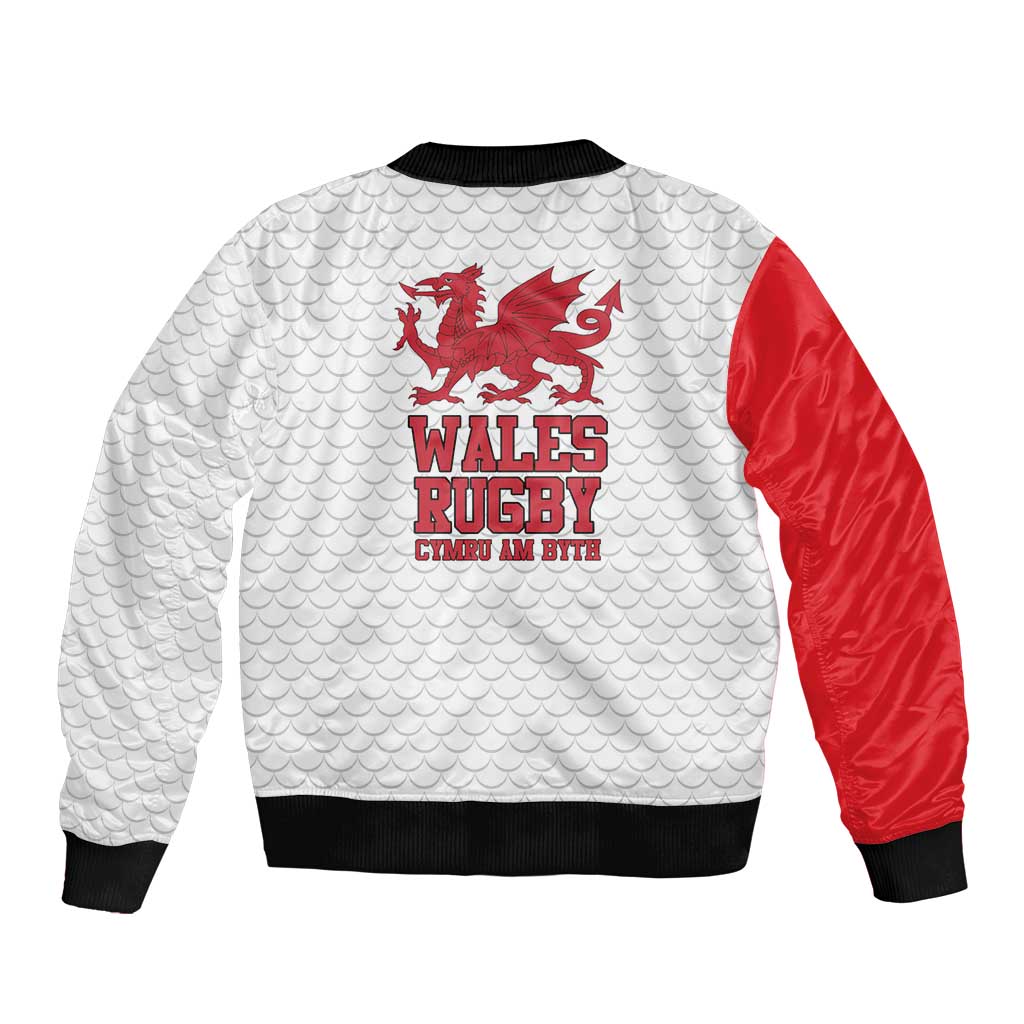 Wales Rugby Red Dragon Sleeve Zip Bomber Jacket Cymru Am Byth - Wonder Print Shop