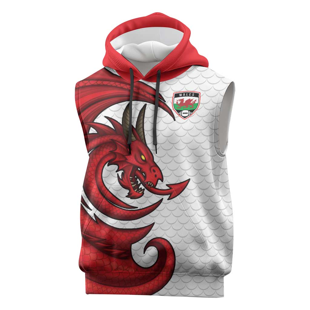 Wales Rugby Red Dragon Sleeveless Hoodie Cymru Am Byth - Wonder Print Shop