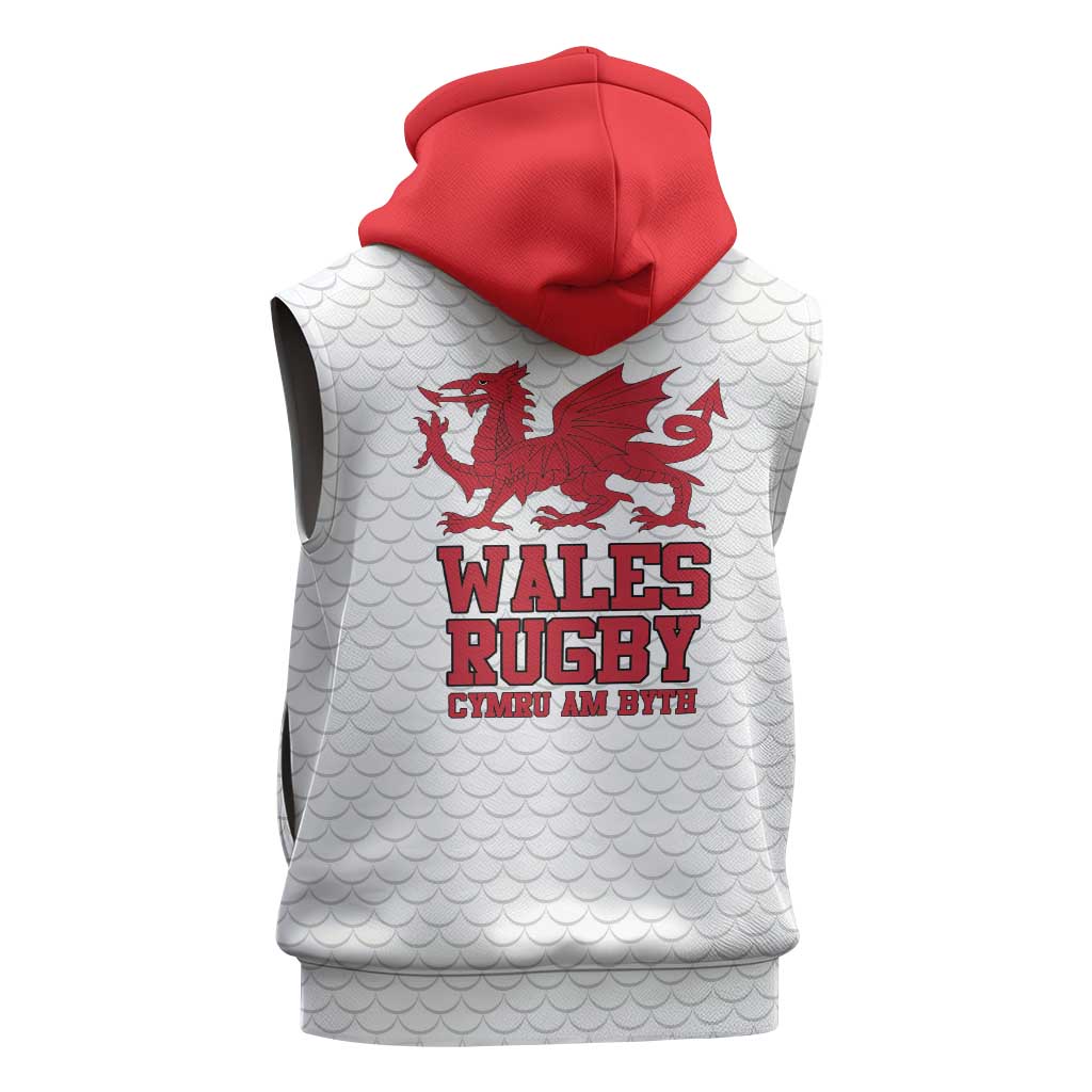 Wales Rugby Red Dragon Sleeveless Hoodie Cymru Am Byth - Wonder Print Shop