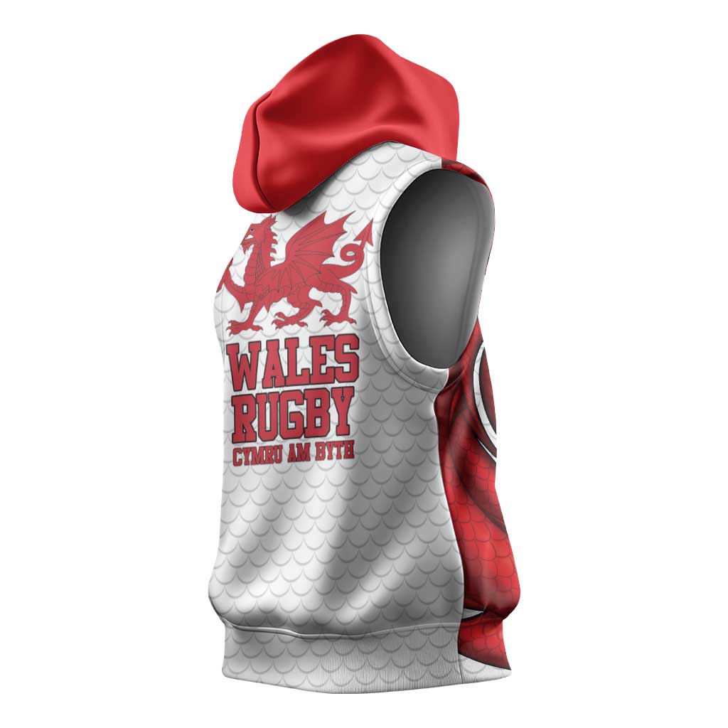 Wales Rugby Red Dragon Sleeveless Hoodie Cymru Am Byth - Wonder Print Shop