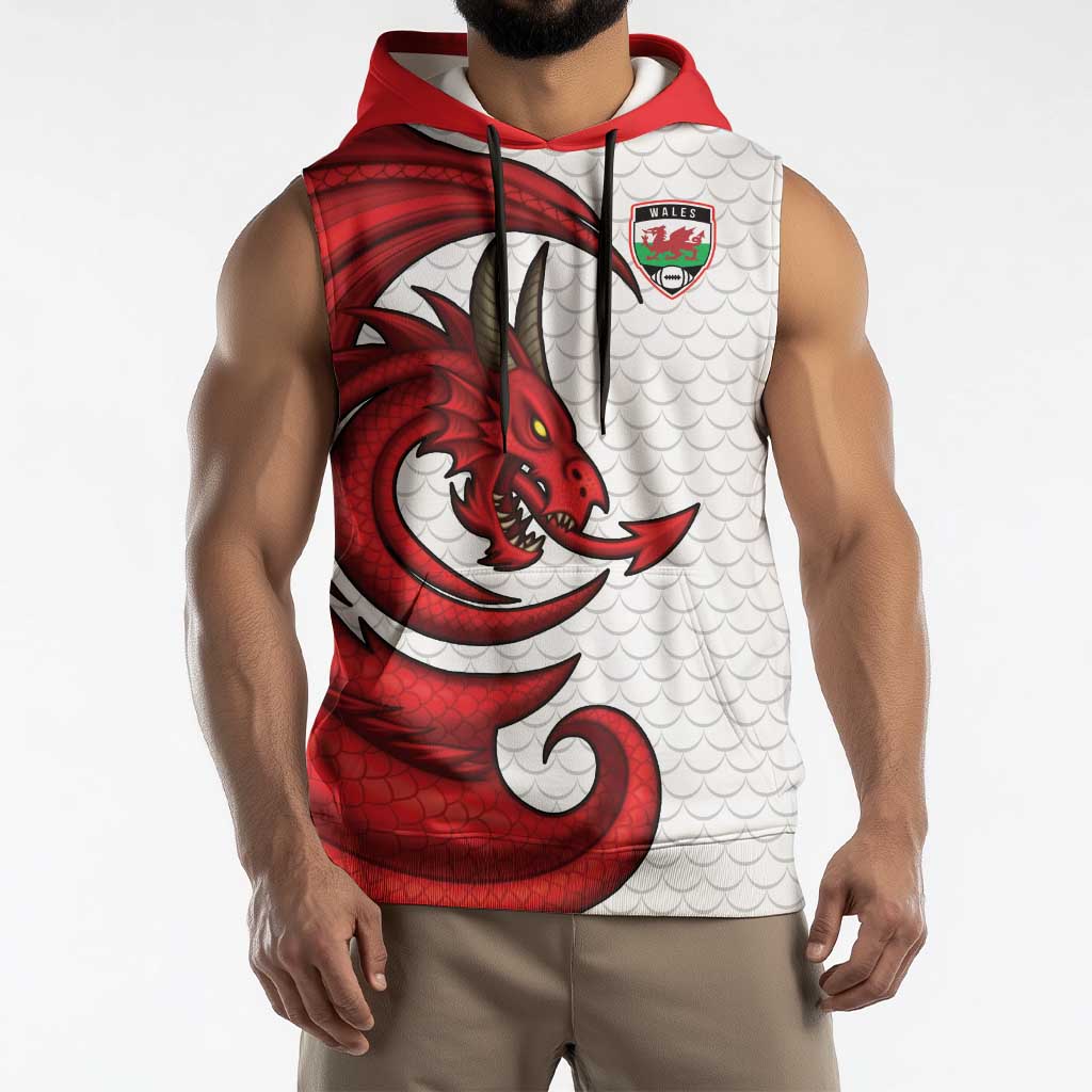 Wales Rugby Red Dragon Sleeveless Hoodie Cymru Am Byth - Wonder Print Shop