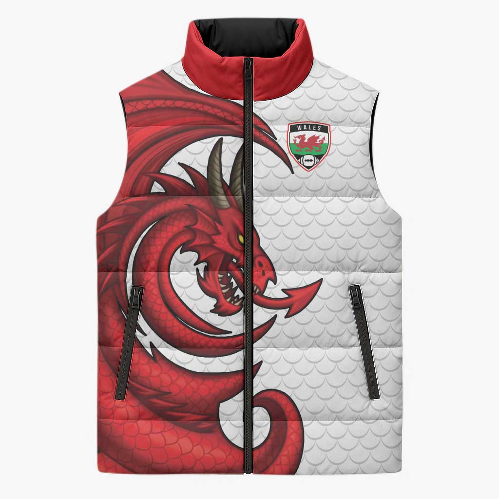 Wales Rugby Red Dragon Sleeveless Puffer Jacket Cymru Am Byth - Wonder Print Shop