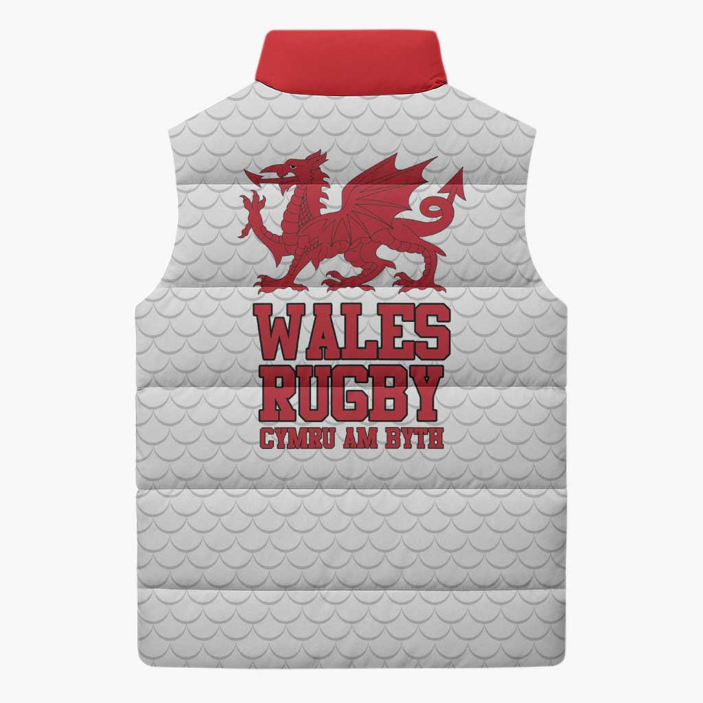 Wales Rugby Red Dragon Sleeveless Puffer Jacket Cymru Am Byth - Wonder Print Shop
