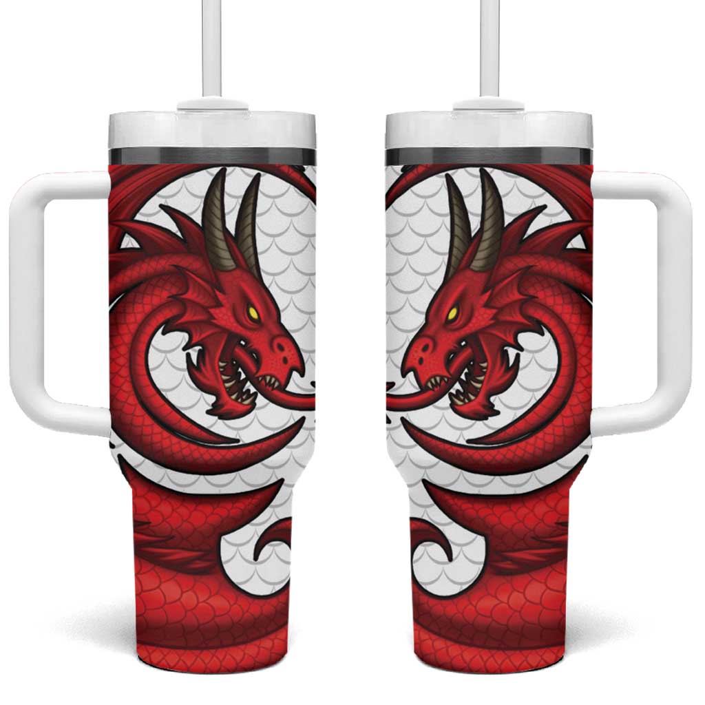 Wales Rugby Red Dragon Tumbler With Handle Cymru Am Byth - Wonder Print Shop
