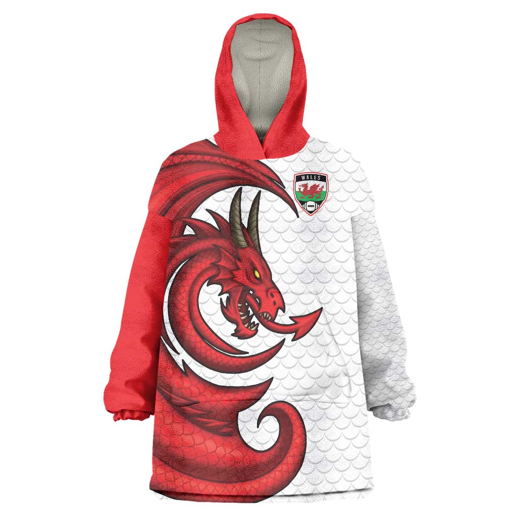 Wales Rugby Red Dragon Wearable Blanket Hoodie Cymru Am Byth - Wonder Print Shop