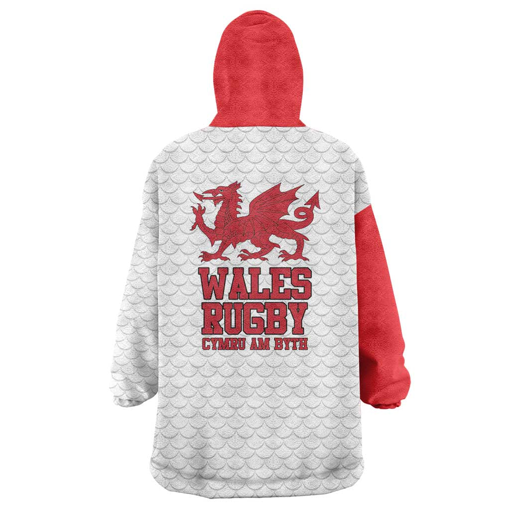 Wales Rugby Red Dragon Wearable Blanket Hoodie Cymru Am Byth - Wonder Print Shop