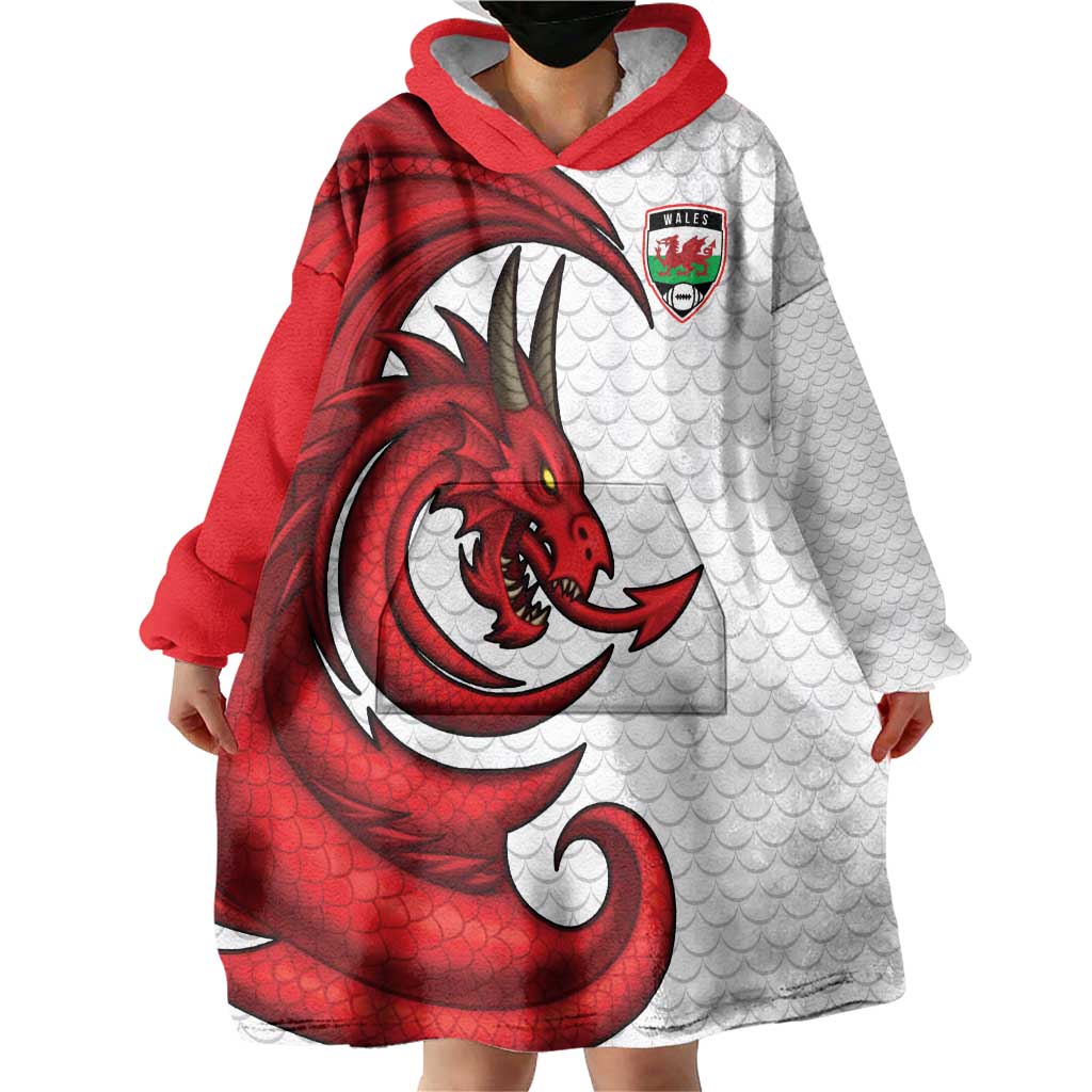 Wales Rugby Red Dragon Wearable Blanket Hoodie Cymru Am Byth - Wonder Print Shop