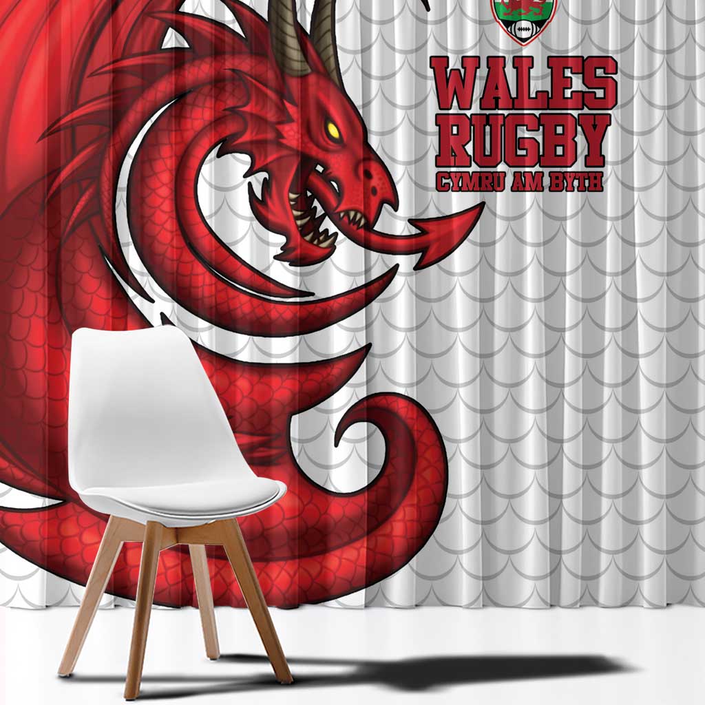 Wales Rugby Red Dragon Window Curtain Cymru Am Byth - Wonder Print Shop