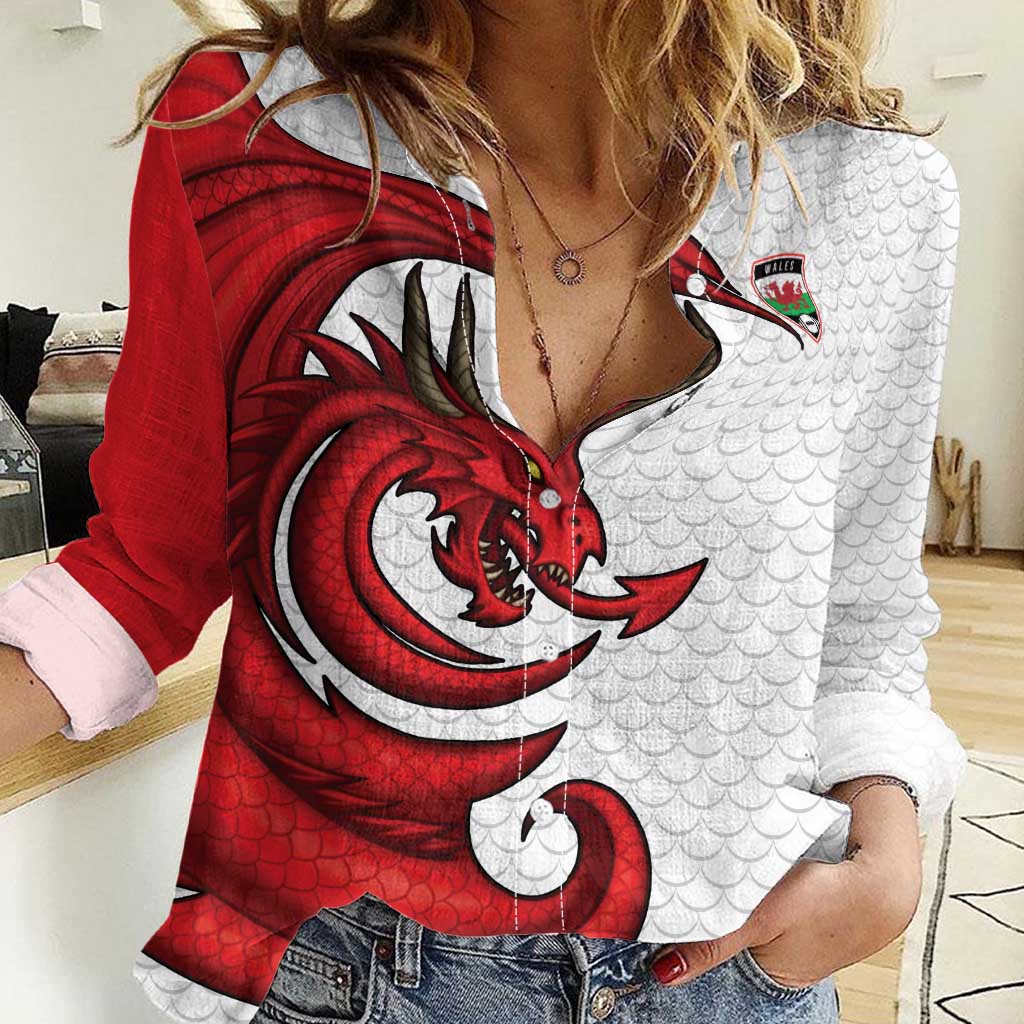 Wales Rugby Red Dragon Women Casual Shirt Cymru Am Byth - Wonder Print Shop