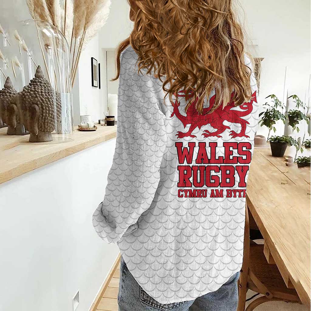 Wales Rugby Red Dragon Women Casual Shirt Cymru Am Byth - Wonder Print Shop