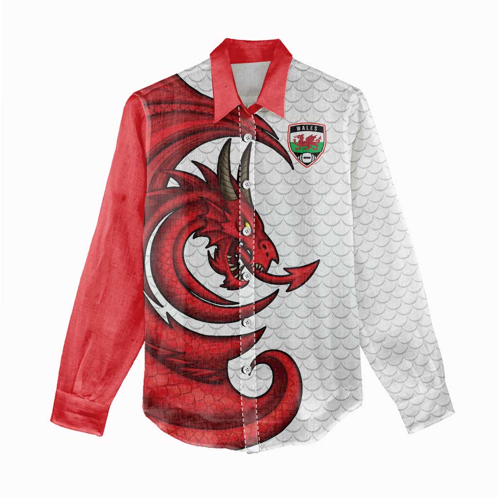 Wales Rugby Red Dragon Women Casual Shirt Cymru Am Byth - Wonder Print Shop