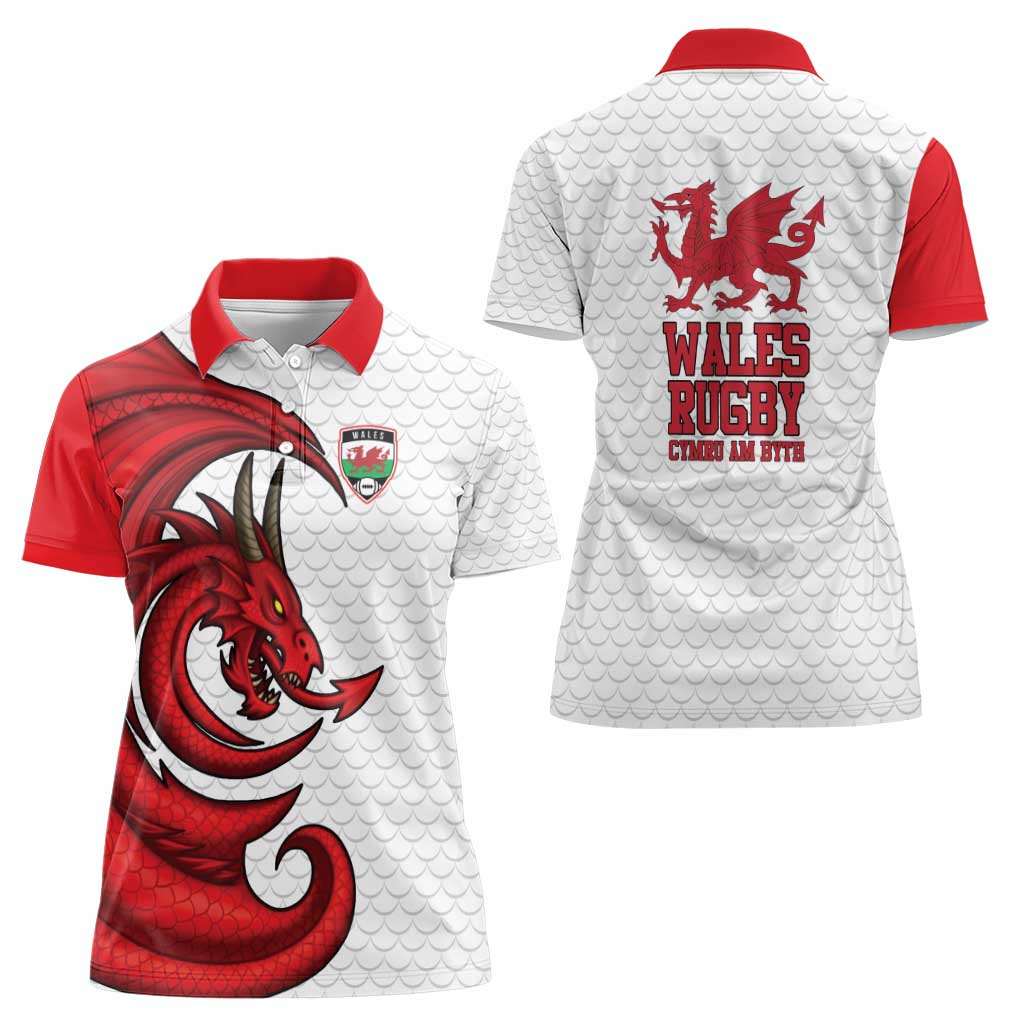 Wales Rugby Red Dragon Women Polo Shirt Cymru Am Byth - Wonder Print Shop