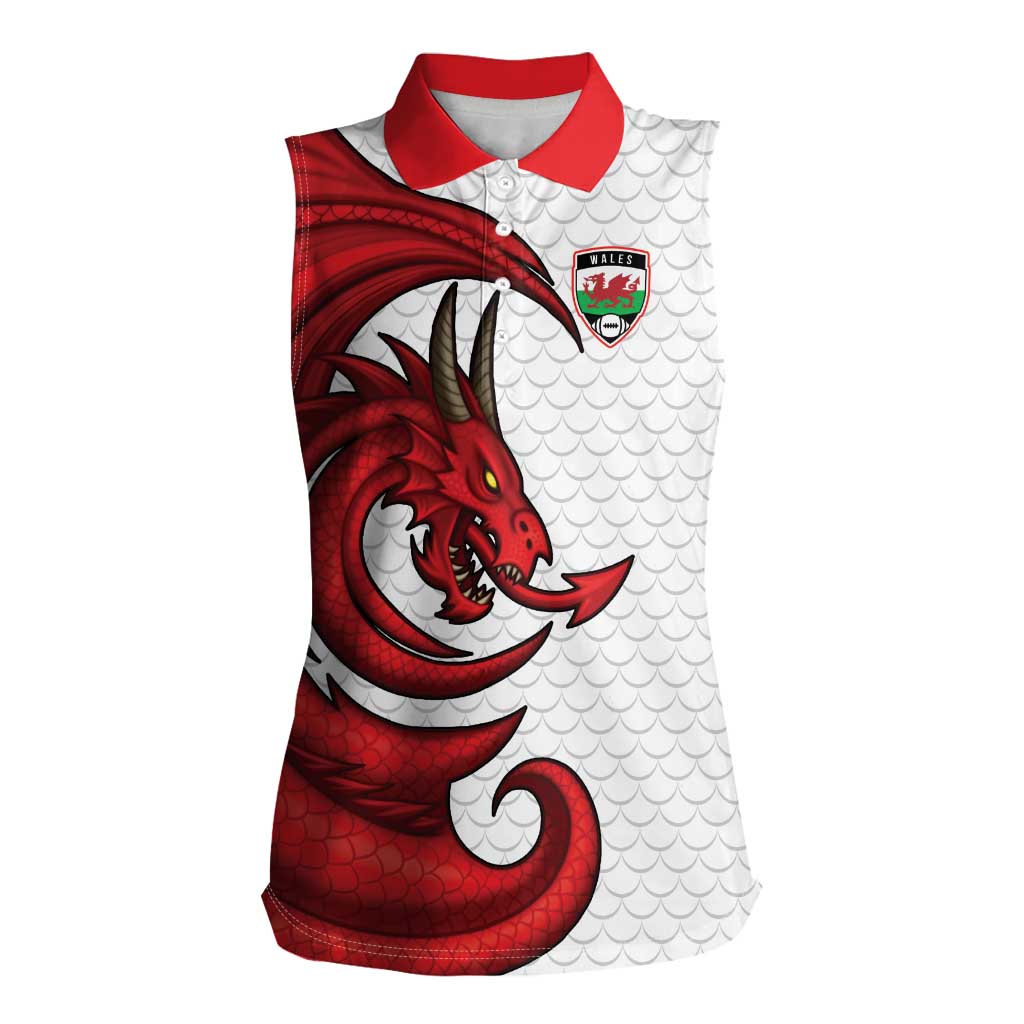 Wales Rugby Red Dragon Women Sleeveless Polo Shirt Cymru Am Byth - Wonder Print Shop