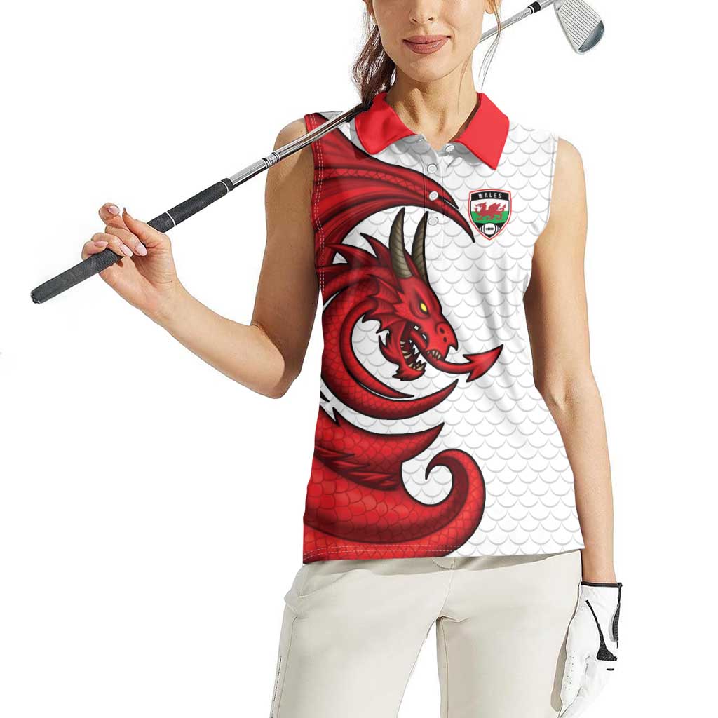 Wales Rugby Red Dragon Women Sleeveless Polo Shirt Cymru Am Byth - Wonder Print Shop