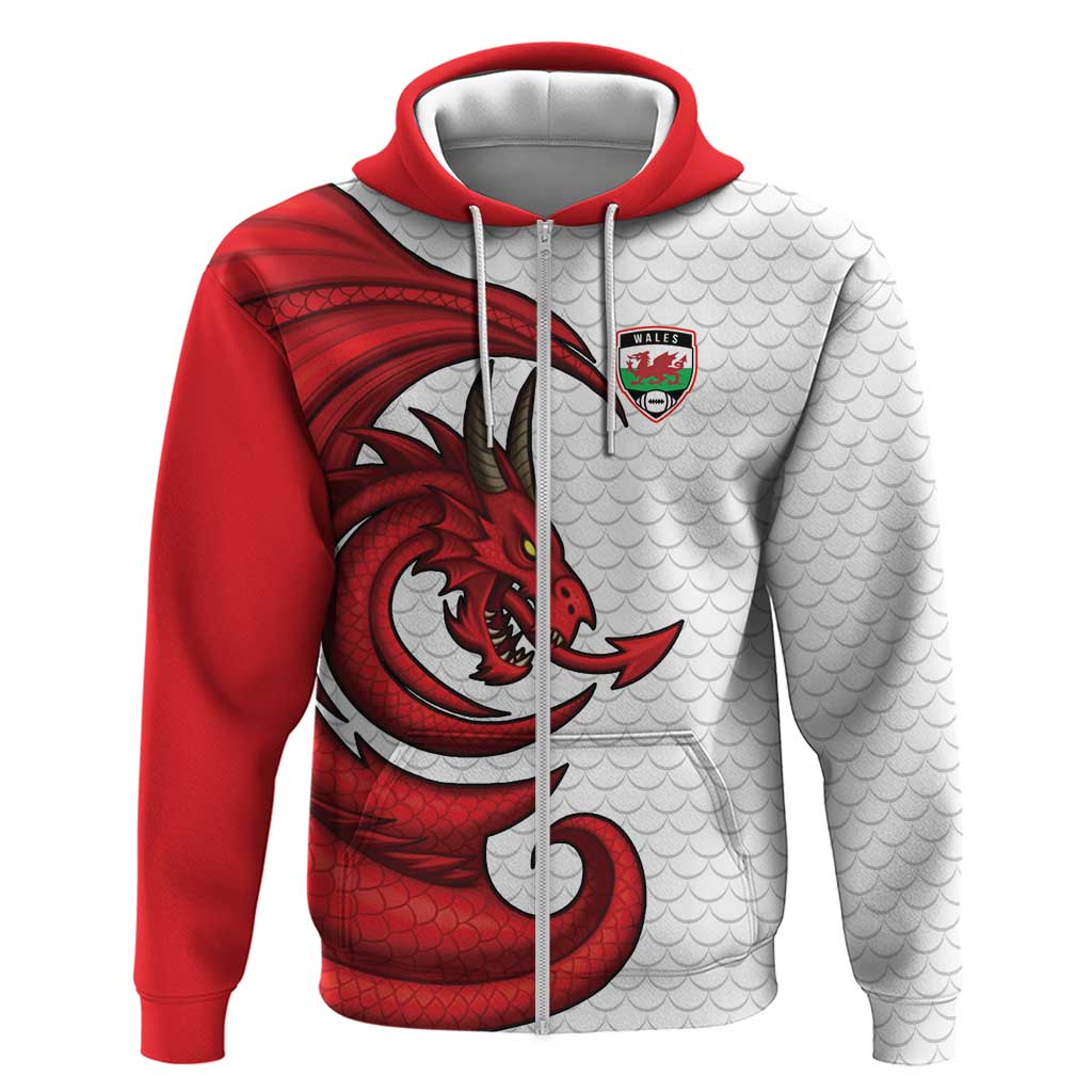 Wales Rugby Red Dragon Zip Hoodie Cymru Am Byth - Wonder Print Shop
