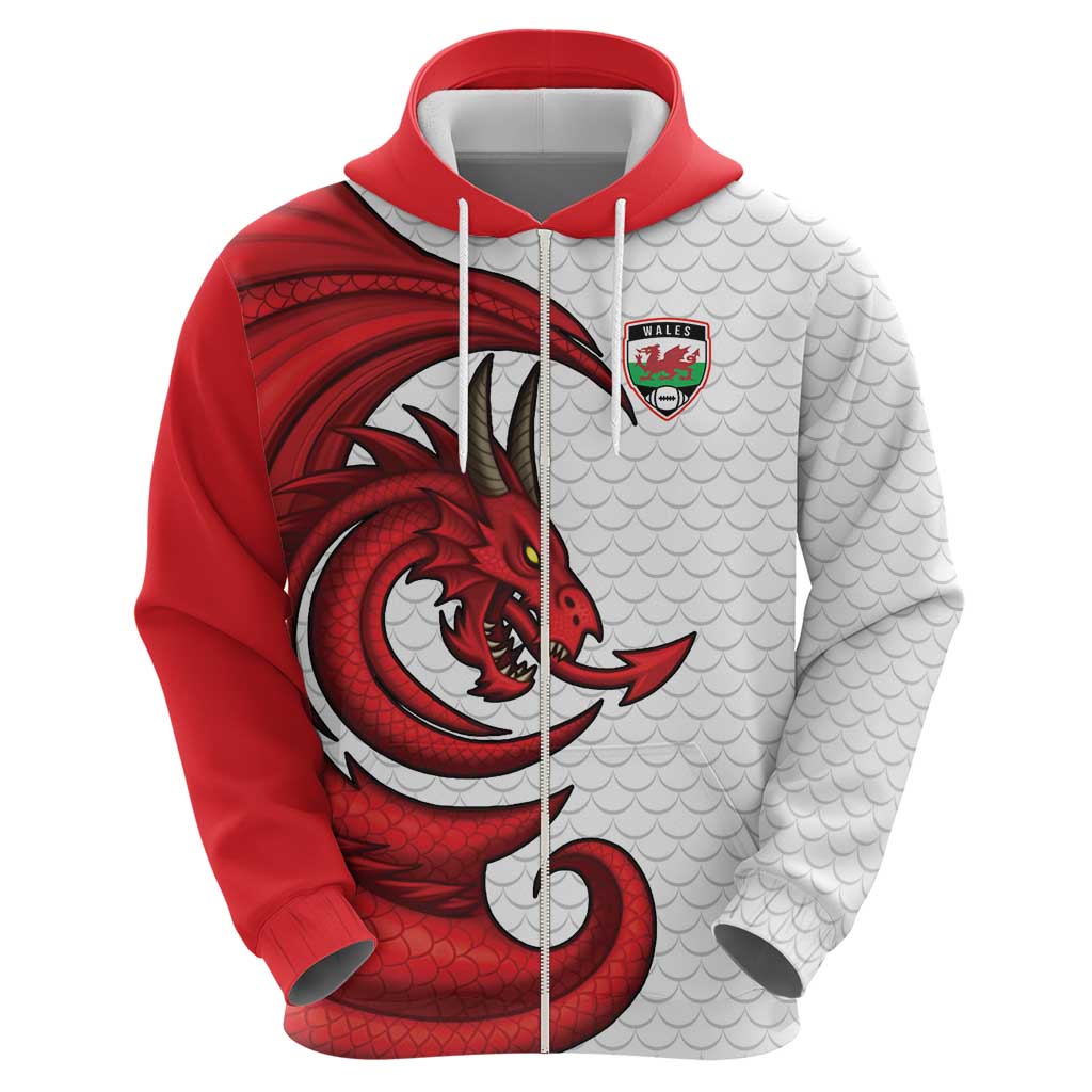 Wales Rugby Red Dragon Zip Hoodie Cymru Am Byth - Wonder Print Shop