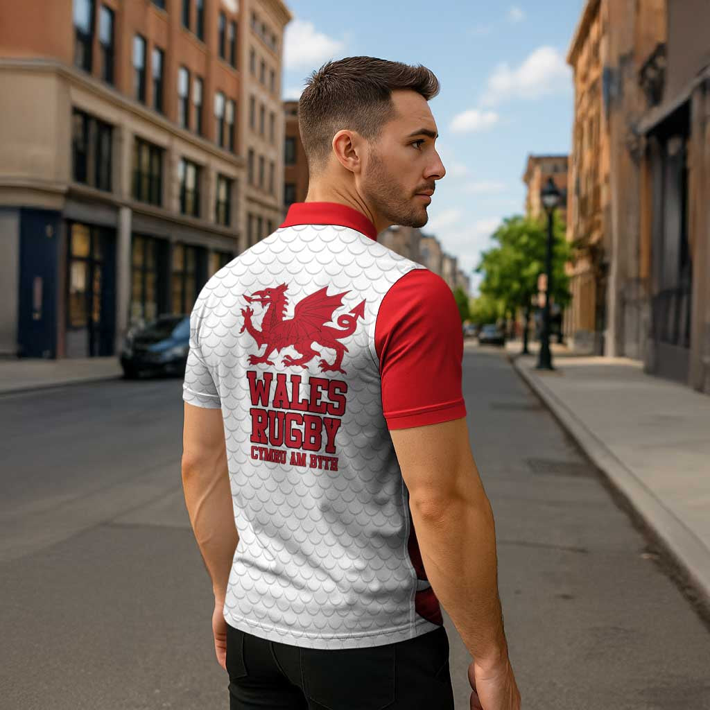 Wales Rugby Red Dragon Zipper Polo Shirt Cymru Am Byth - Wonder Print Shop