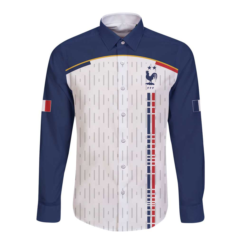 Custom World Football 2026 France Long Sleeve Button Shirt Allez Les Bleus - Wonder Print Shop
