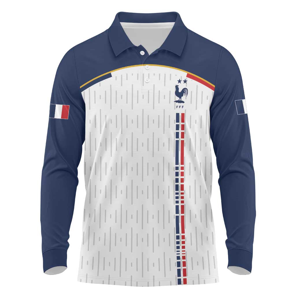 Custom World Football 2026 France Long Sleeve Polo Shirt Allez Les Bleus - Wonder Print Shop