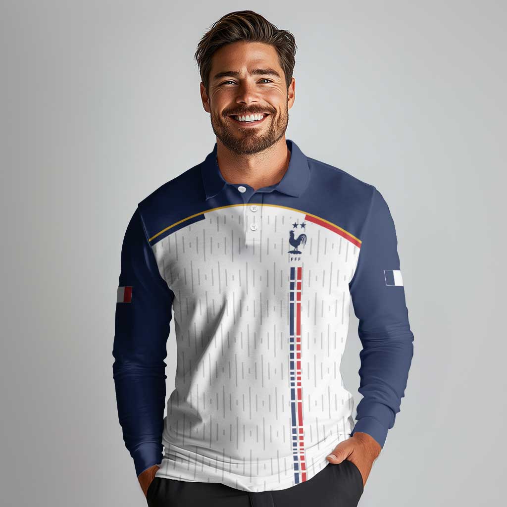 Custom World Football 2026 France Long Sleeve Polo Shirt Allez Les Bleus - Wonder Print Shop