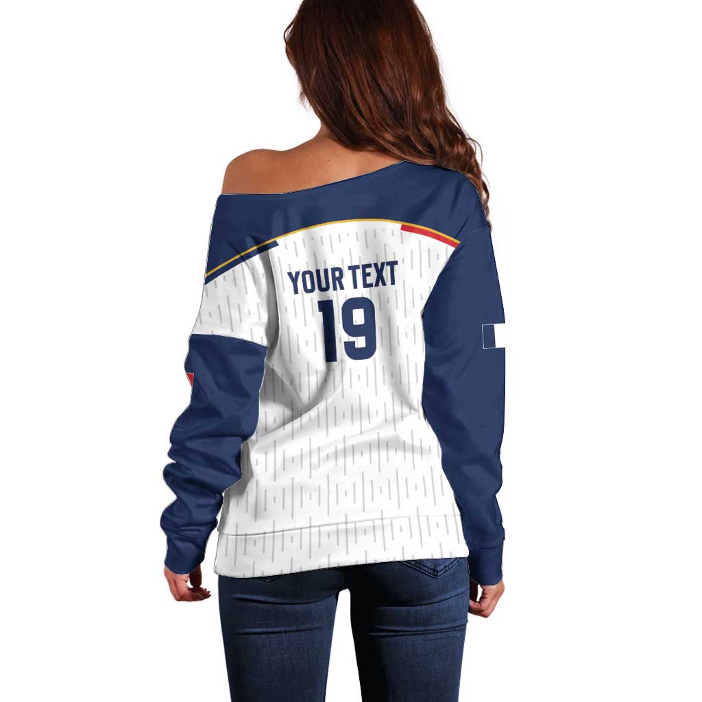 Custom World Football 2026 France Off Shoulder Sweater Allez Les Bleus - Wonder Print Shop