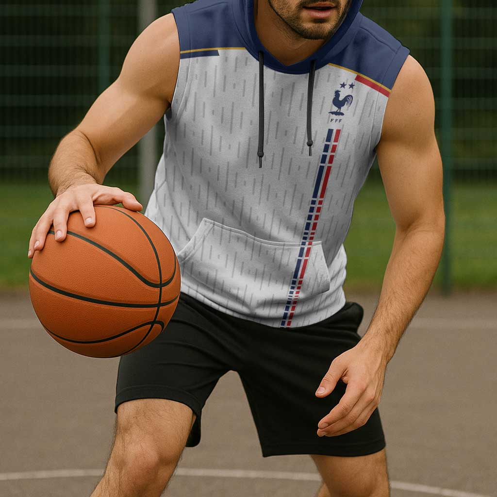 Custom World Football 2026 France Sleeveless Hoodie Allez Les Bleus - Wonder Print Shop
