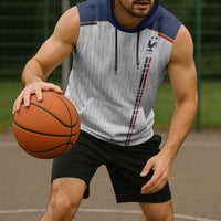 Custom World Football 2026 France Sleeveless Hoodie Allez Les Bleus - Wonder Print Shop