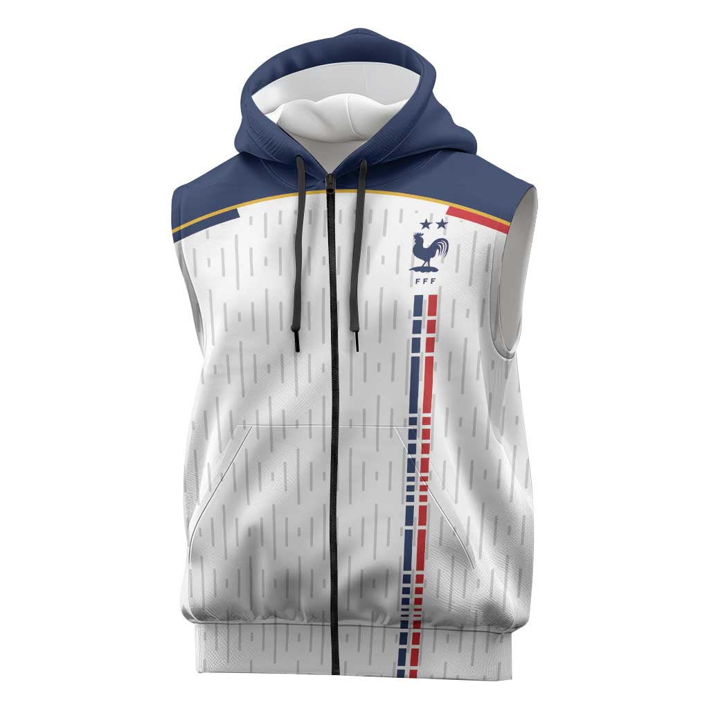 Custom World Football 2026 France Sleeveless Zip Hoodie Allez Les Bleus - Wonder Print Shop