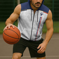 Custom World Football 2026 France Sleeveless Zip Hoodie Allez Les Bleus - Wonder Print Shop