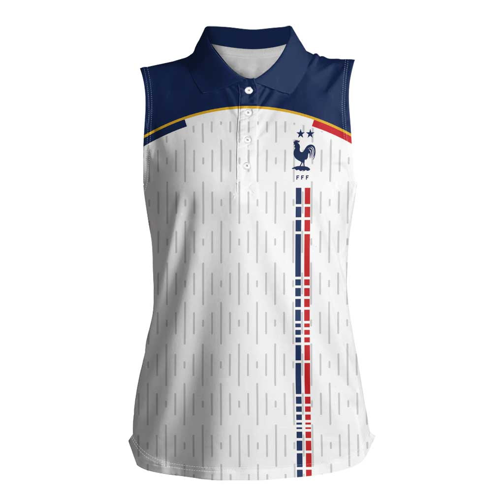 Custom World Football 2026 France Women Sleeveless Polo Shirt Allez Les Bleus - Wonder Print Shop