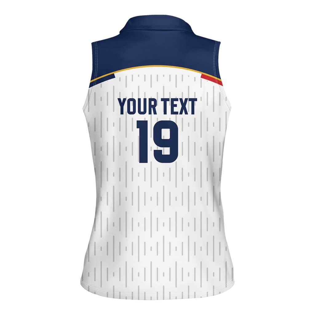 Custom World Football 2026 France Women Sleeveless Polo Shirt Allez Les Bleus - Wonder Print Shop