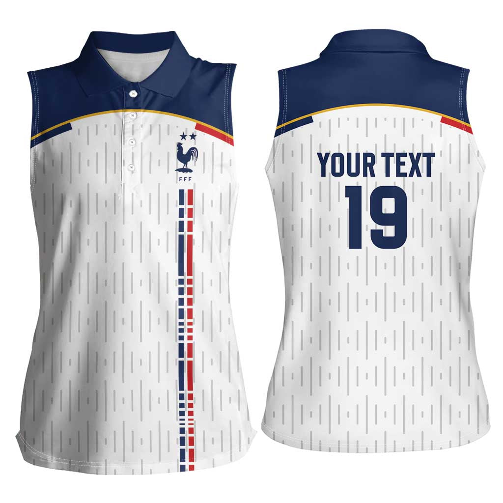 Custom World Football 2026 France Women Sleeveless Polo Shirt Allez Les Bleus - Wonder Print Shop