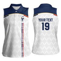 Custom World Football 2026 France Women Sleeveless Polo Shirt Allez Les Bleus - Wonder Print Shop