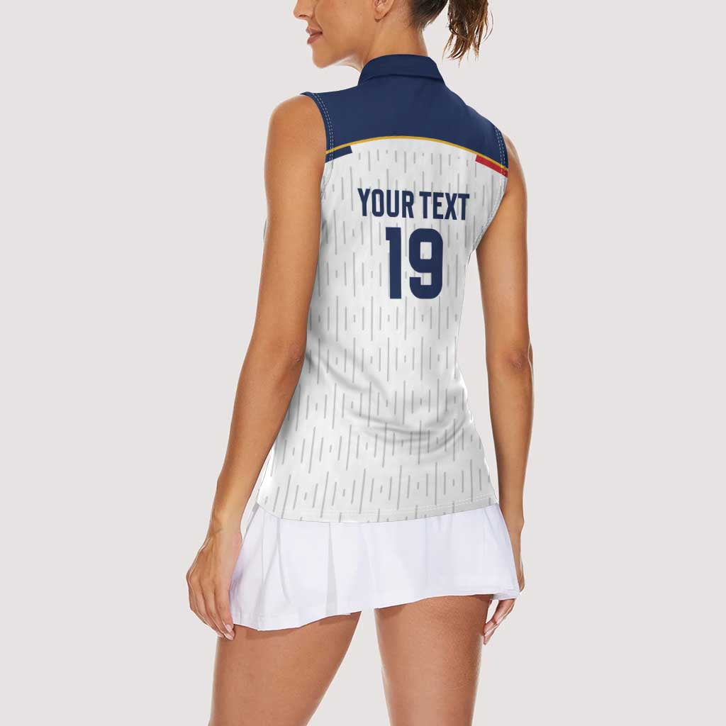 Custom World Football 2026 France Women Sleeveless Polo Shirt Allez Les Bleus - Wonder Print Shop
