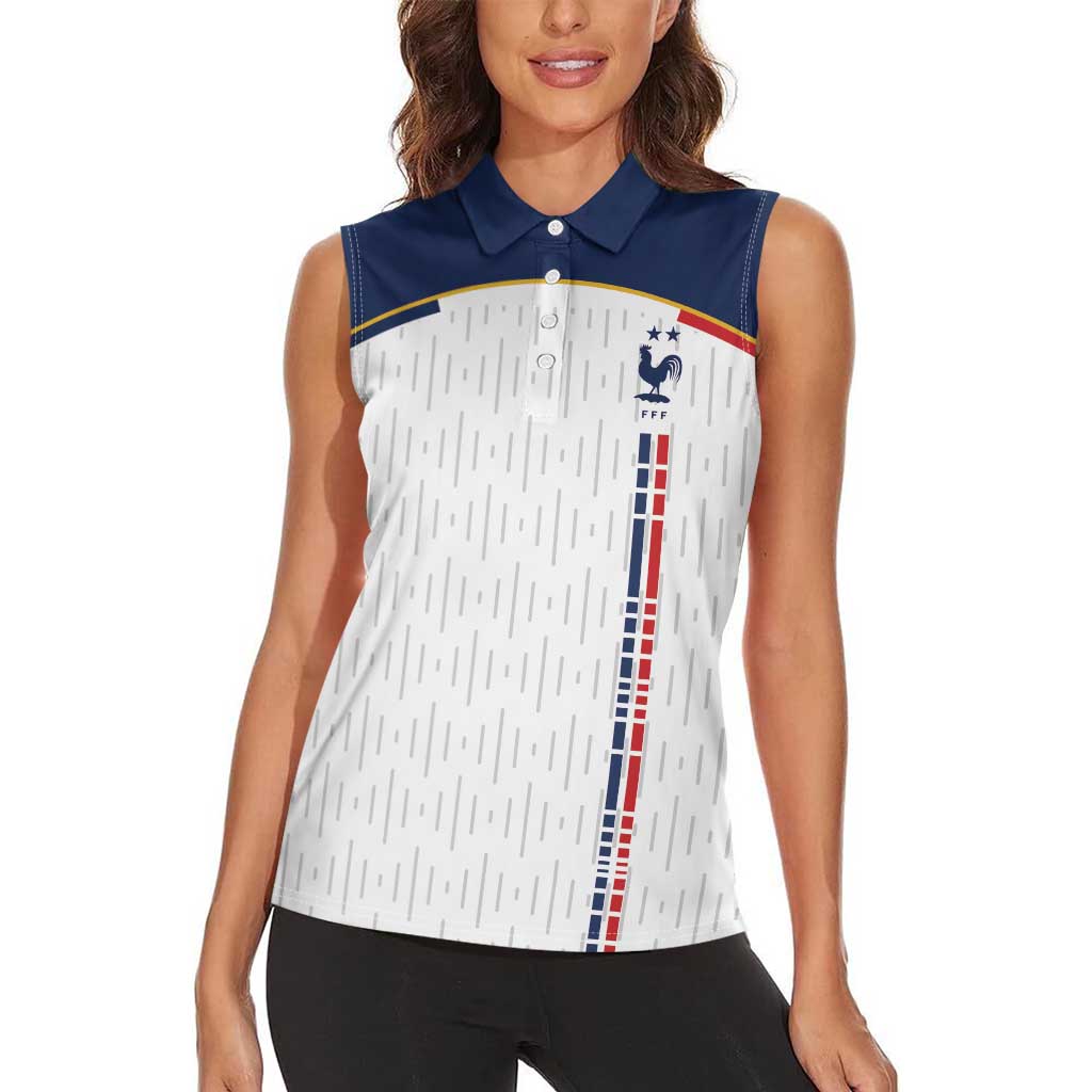 Custom World Football 2026 France Women Sleeveless Polo Shirt Allez Les Bleus - Wonder Print Shop