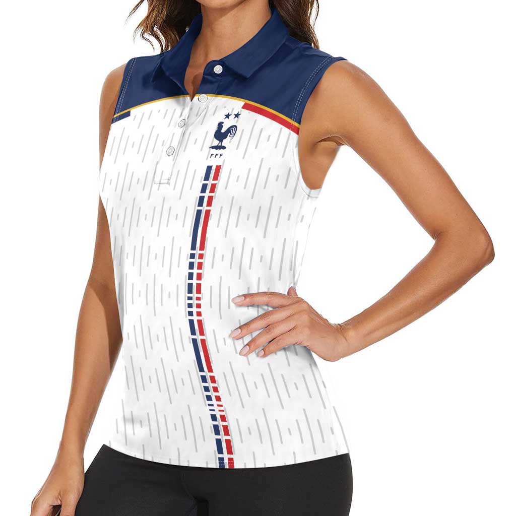 Custom World Football 2026 France Women Sleeveless Polo Shirt Allez Les Bleus - Wonder Print Shop