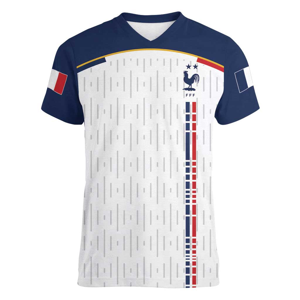 Custom World Football 2026 France Women V-Neck T-Shirt Allez Les Bleus - Wonder Print Shop