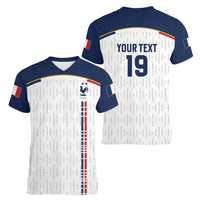 Custom World Football 2026 France Women V-Neck T-Shirt Allez Les Bleus - Wonder Print Shop